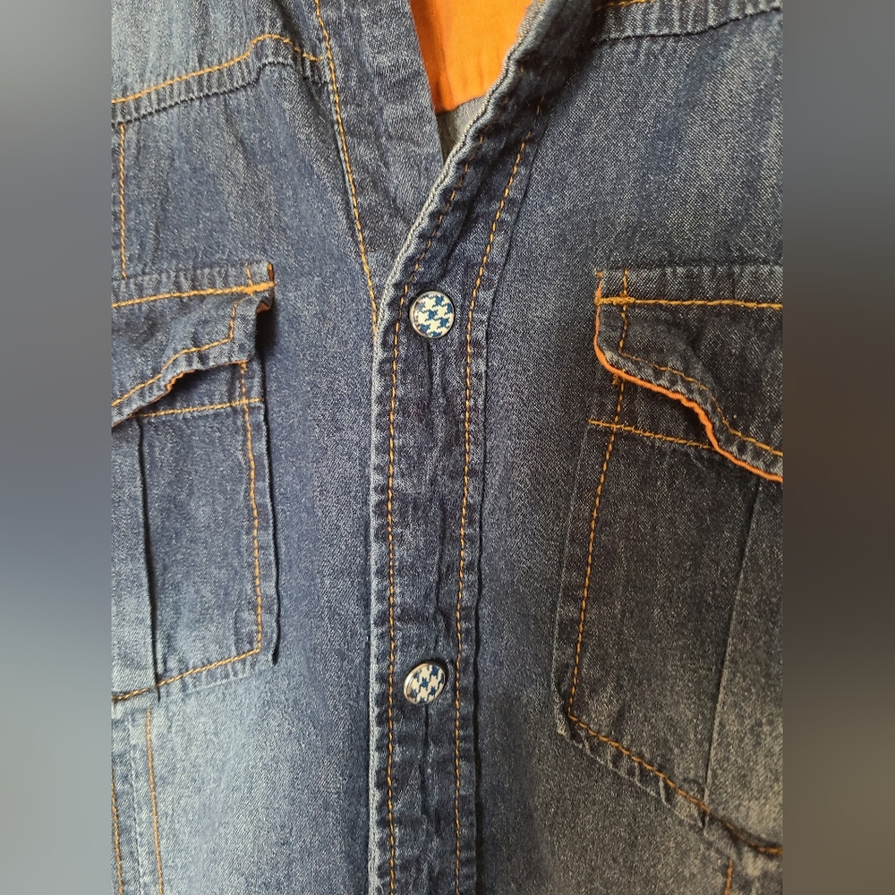 Wear First Cotton Western Pearl Snap Denim Shirt Womens Size Med - Picture 3 of 4